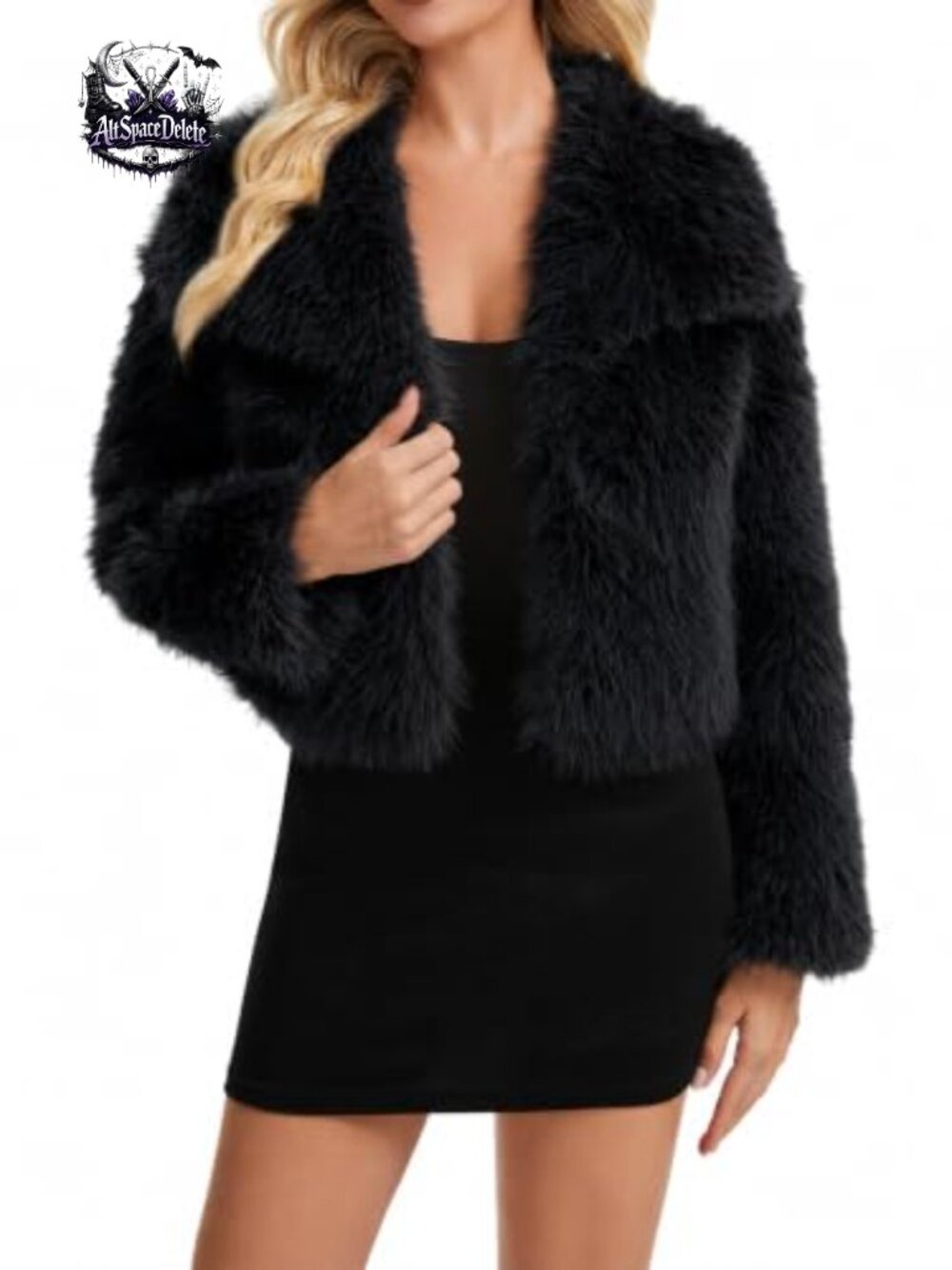 Women's Faux Fur Coat Lapel Fluffy Warm Short Outerwear Pockets